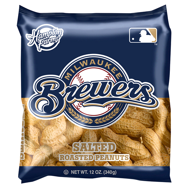 slide 1 of 1, Hampton Farms Salted Peanuts (In The Shell) MLB Milwaukee Brewers, 12 oz