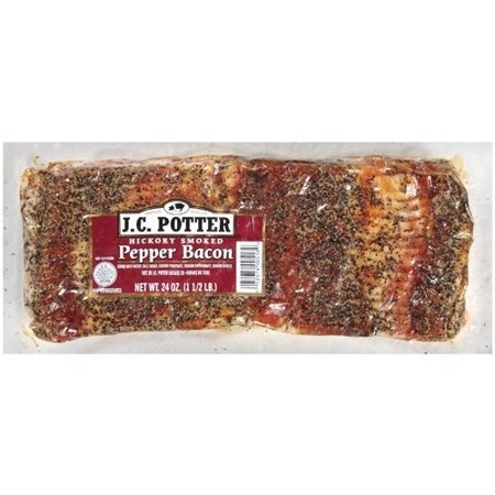 slide 1 of 1, J.C. Potter Hickory Smoked Pepper Bacon, 1.5 lb