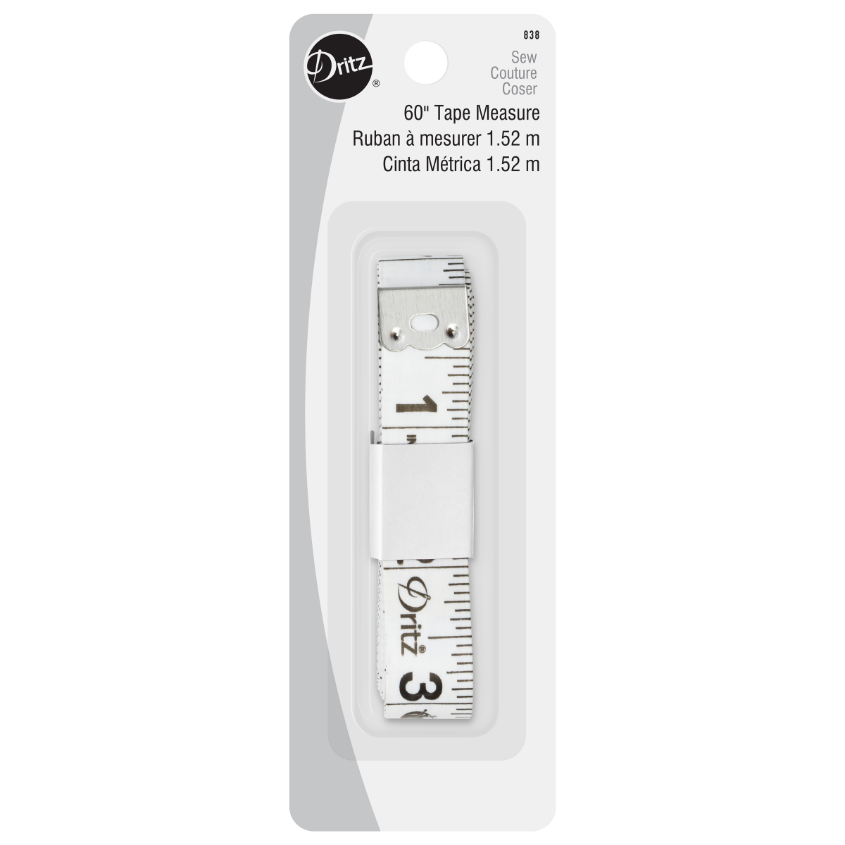 slide 1 of 3, Dritz Vinyl Measuring Tape for Sewing - White, 60 ft