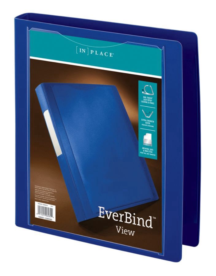 slide 4 of 5, [IN]PLACE Office Depot Brand Everbind D-Ring View Binder, 1'' Rings, Pink, 1 ct