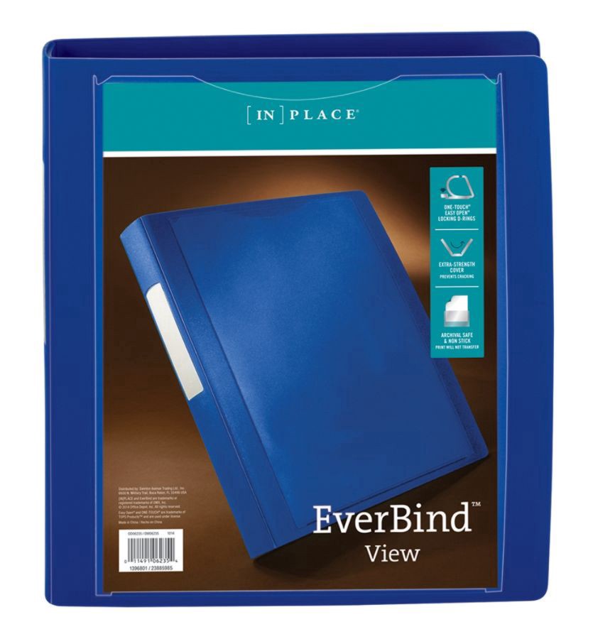 slide 3 of 5, [IN]PLACE Office Depot Brand Everbind D-Ring View Binder, 1'' Rings, Pink, 1 ct