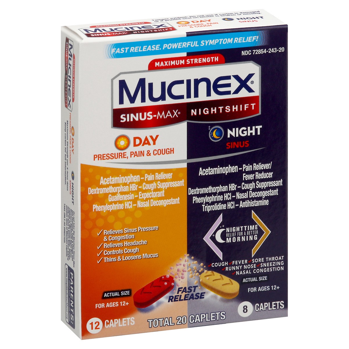 slide 9 of 9, Mucinex Max Strength Sinus Medicine - Day & Night - Tablets - 20ct, 20 ct