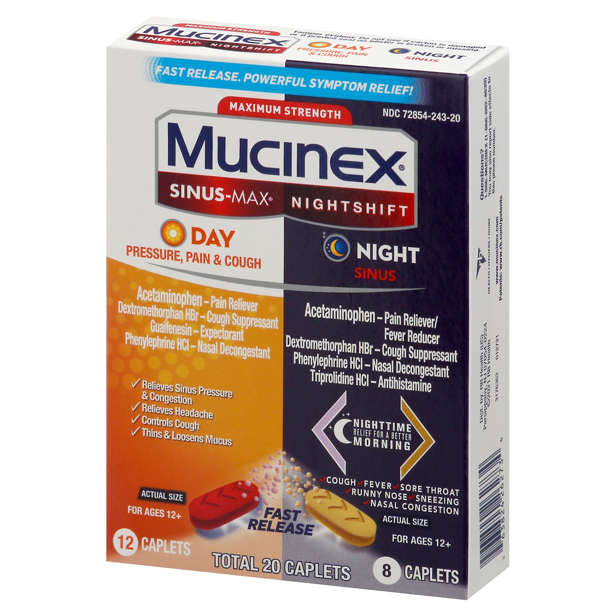 slide 8 of 9, Mucinex Max Strength Sinus Medicine - Day & Night - Tablets - 20ct, 20 ct