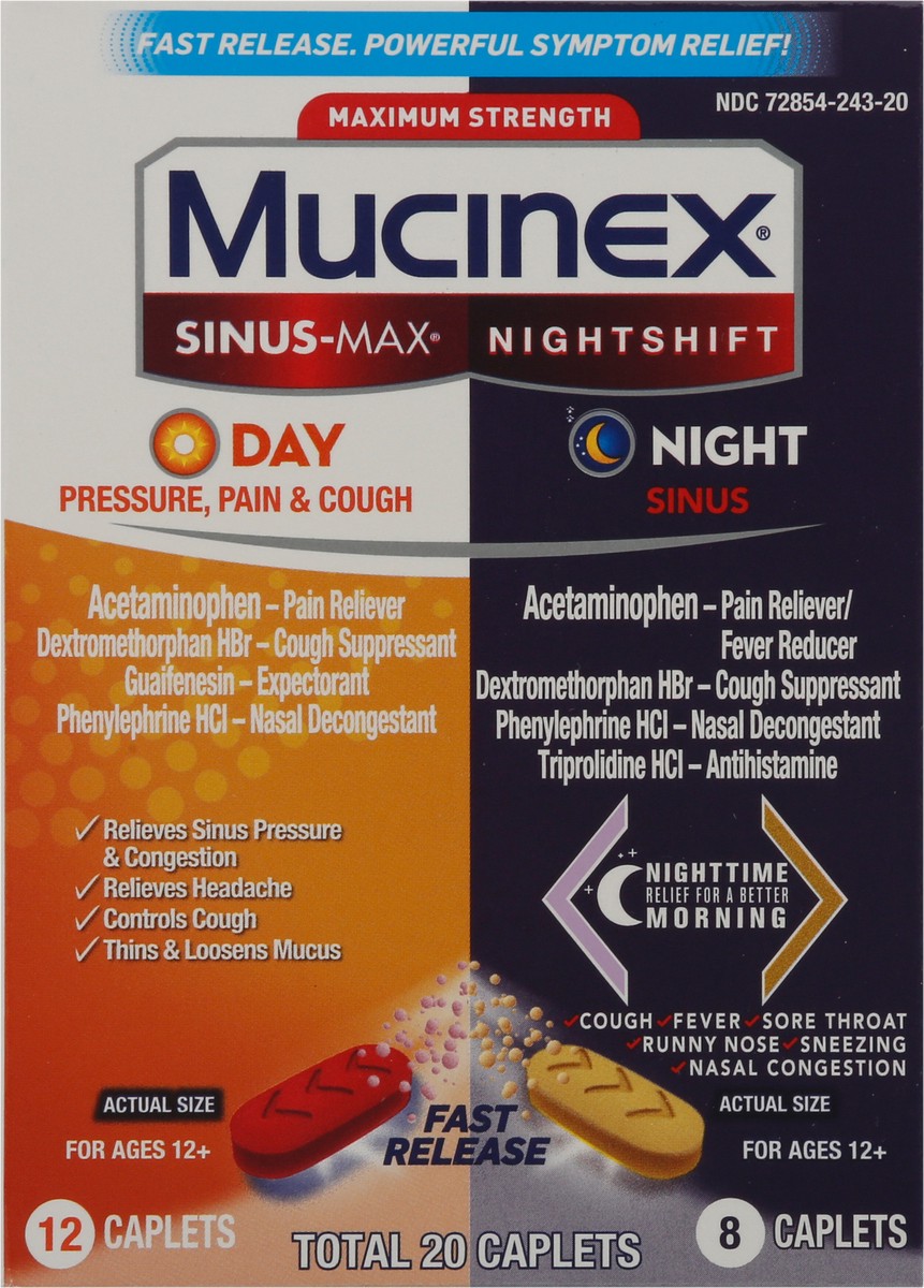 slide 5 of 9, Mucinex Max Strength Sinus Medicine - Day & Night - Tablets - 20ct, 20 ct