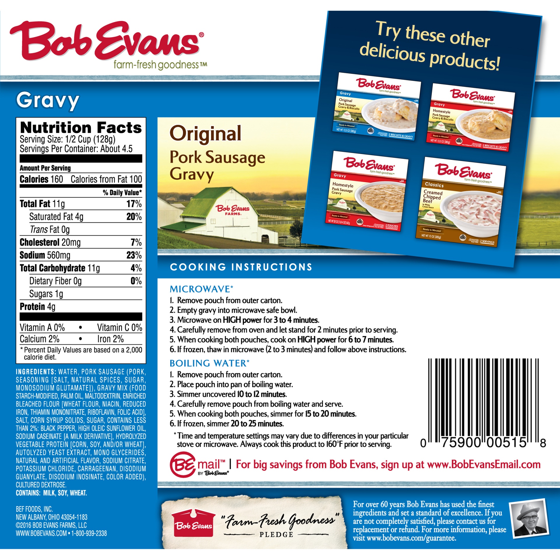 slide 6 of 8, Bob Evans Original Pork Sausage Gravy, 20 oz