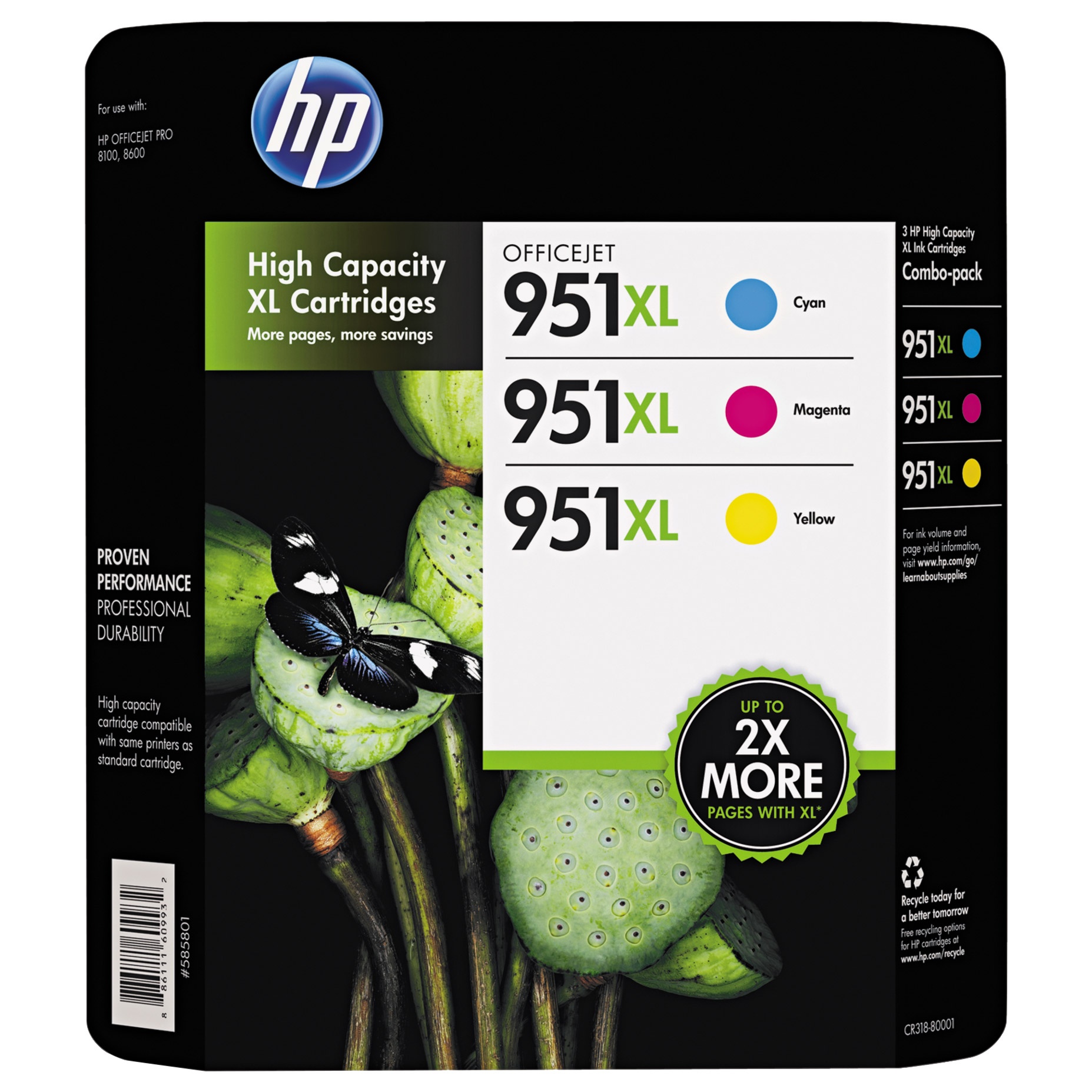 slide 1 of 1, HP 951XL High Capacity Color Combo Ink Cartridges, 3 ct