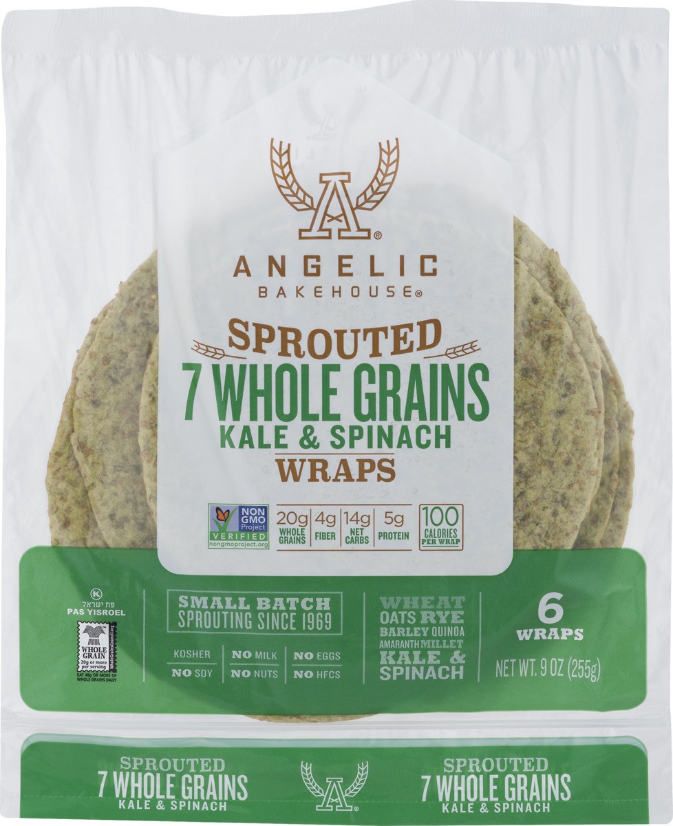slide 2 of 9, Angelic Bakehouse Angelic Spring Kale Spinach Wrap, 6 ct