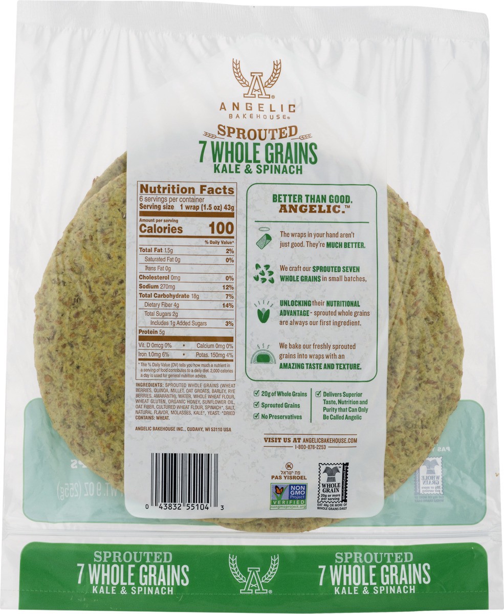 slide 5 of 9, Angelic Bakehouse Angelic Spring Kale Spinach Wrap, 6 ct