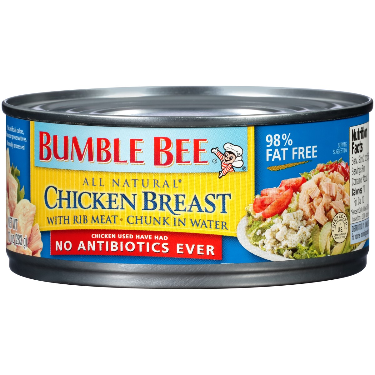 slide 7 of 11, Bumble Bee All Natural Chicken Breast with Rib Meat Chunk in Water Chicken Breas, 10 oz