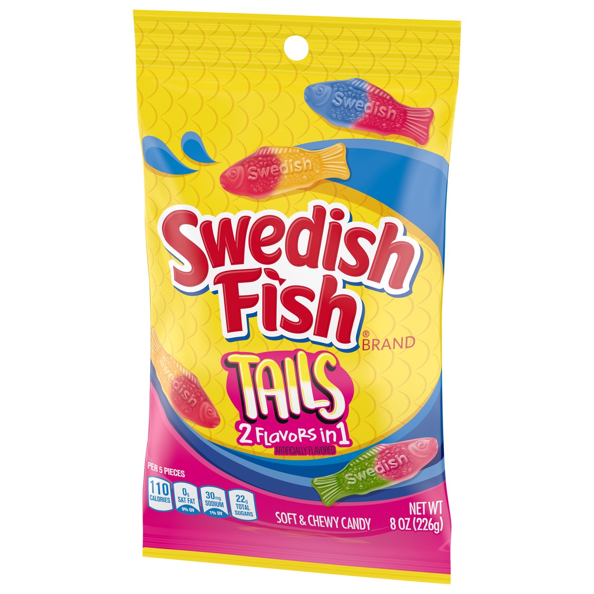 slide 5 of 9, SWEDISH FISH Tails 2 Flavors in 1 Soft & Chewy Candy, 8 oz, 8 oz