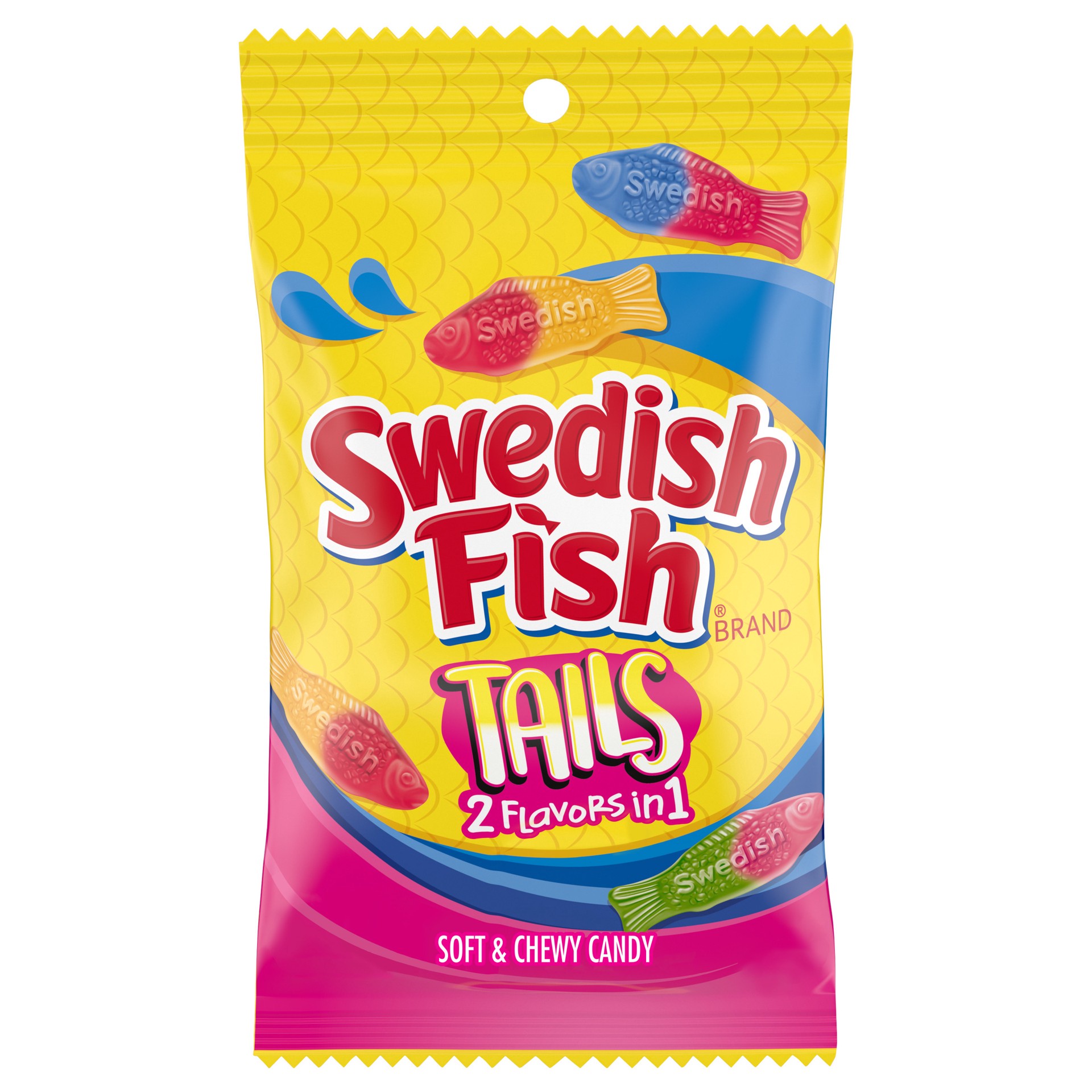 slide 1 of 9, SWEDISH FISH Tails 2 Flavors in 1 Soft & Chewy Candy, 8 oz, 8 oz