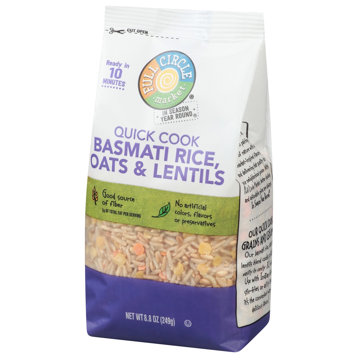 slide 14 of 15, Full Circle Market Quick Cook Basmati Rice, Oats & Lentils 8.8 oz, 8.8 oz