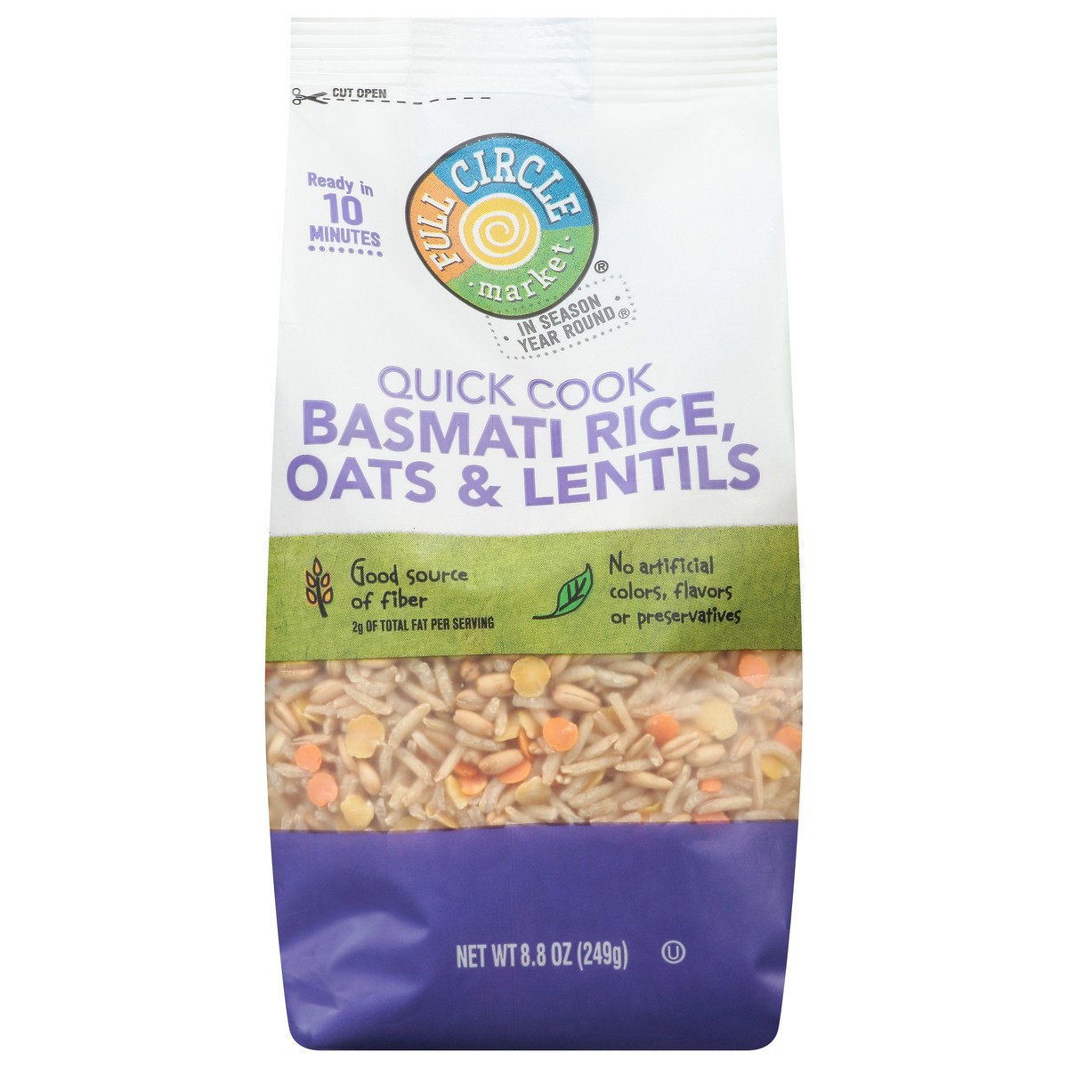 slide 13 of 15, Full Circle Market Quick Cook Basmati Rice, Oats & Lentils 8.8 oz, 8.8 oz