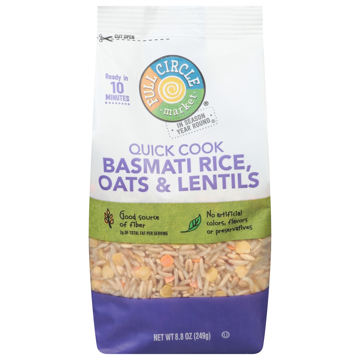 slide 1 of 15, Full Circle Market Quick Cook Basmati Rice, Oats & Lentils 8.8 oz, 8.8 oz