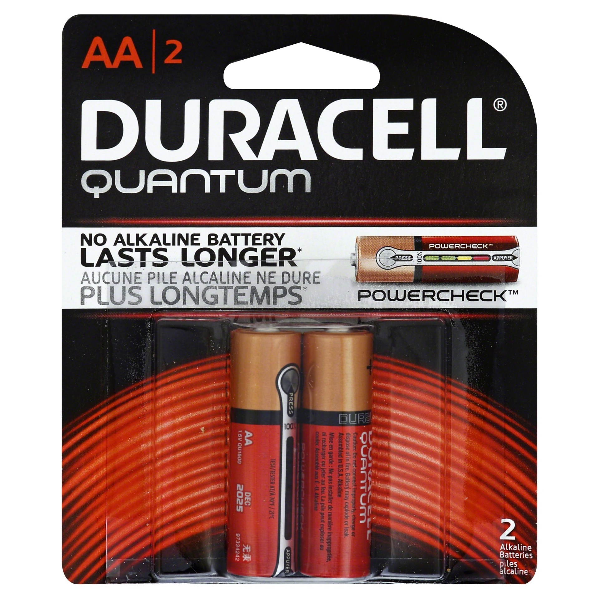 slide 1 of 1, Duracell Quantum Alkaline AA Batteries, 2 ct