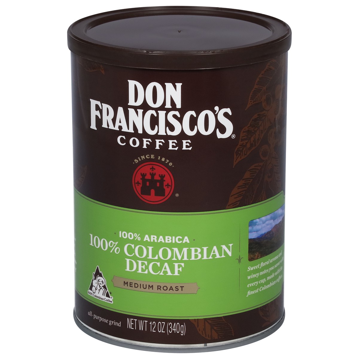 slide 3 of 9, Don Francisco's 100% Arabica Medium Roast 100% Columbian Decaf Coffee 12 oz, 12 oz