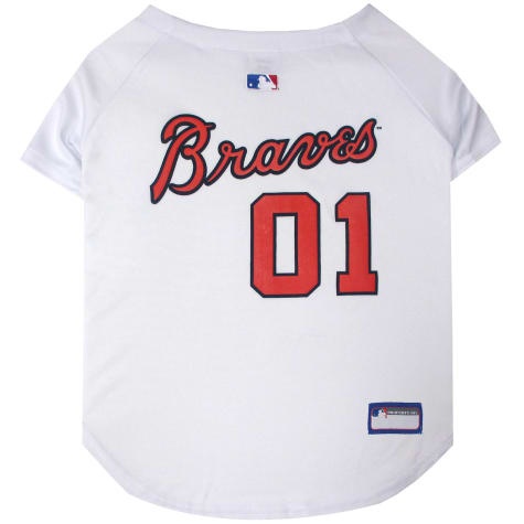 slide 1 of 1, Pets First Atlanta Braves MLB Mesh Jersey, LG