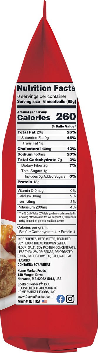 slide 2 of 6, Cooked Perfect Flavor Seared Original Meatballs Bite Size 18 oz, 18 oz