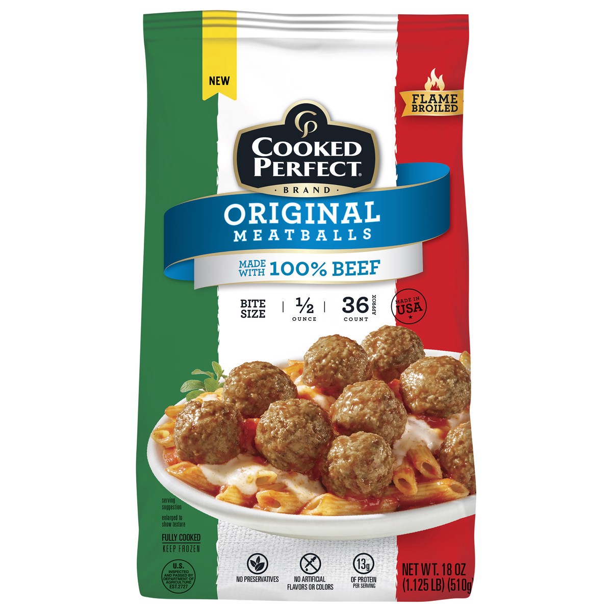 slide 1 of 6, Cooked Perfect Original Beef Meatballs, 18 oz., 18 oz