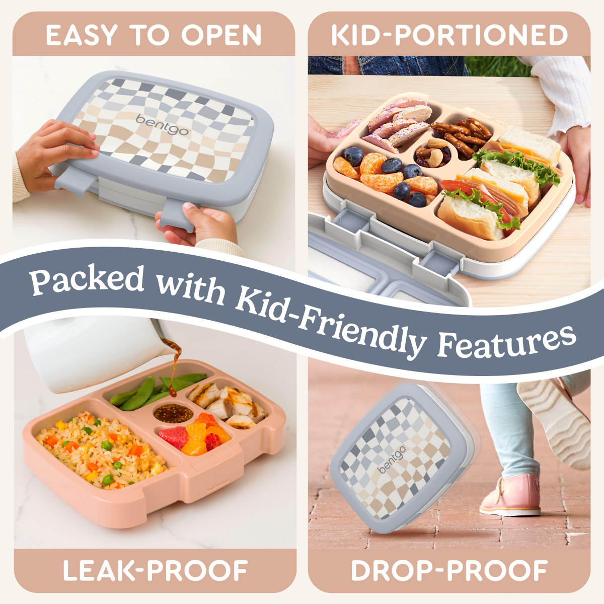 slide 4 of 4, Bentgo Kids Prints Durable & Leak-Proof Children's Lunch Box (Whimsy & Wonder Collection) - Checker Gradient, 1 ct