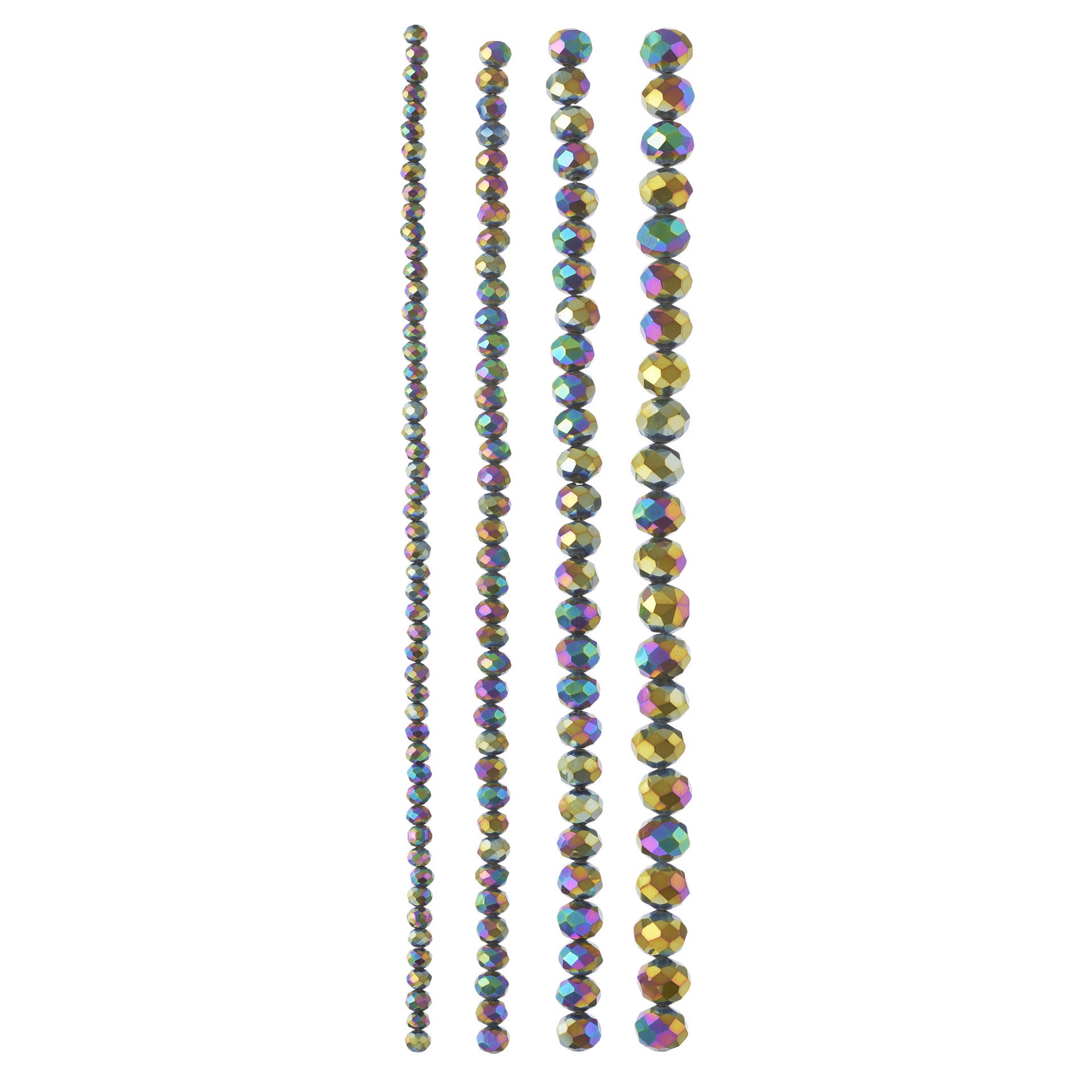 slide 2 of 3, Black Aurora Borealis Faceted Glass Rondelle Bead Strings By Bead Landing, 6 mm