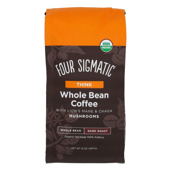slide 1 of 1, Four Sigmatic Think Whole Bean Coffee With Lion's Mane & Chaga Mushrooms, 1 ct