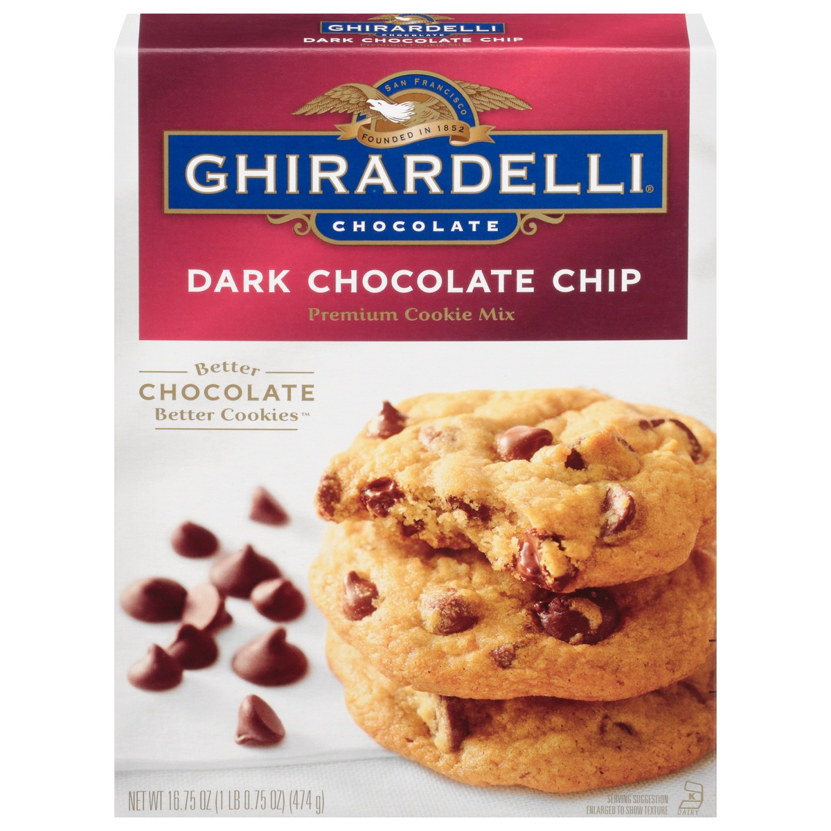 slide 1 of 8, Ghirardelli Dark Chocolate Chip Premium Cookie Mix, 