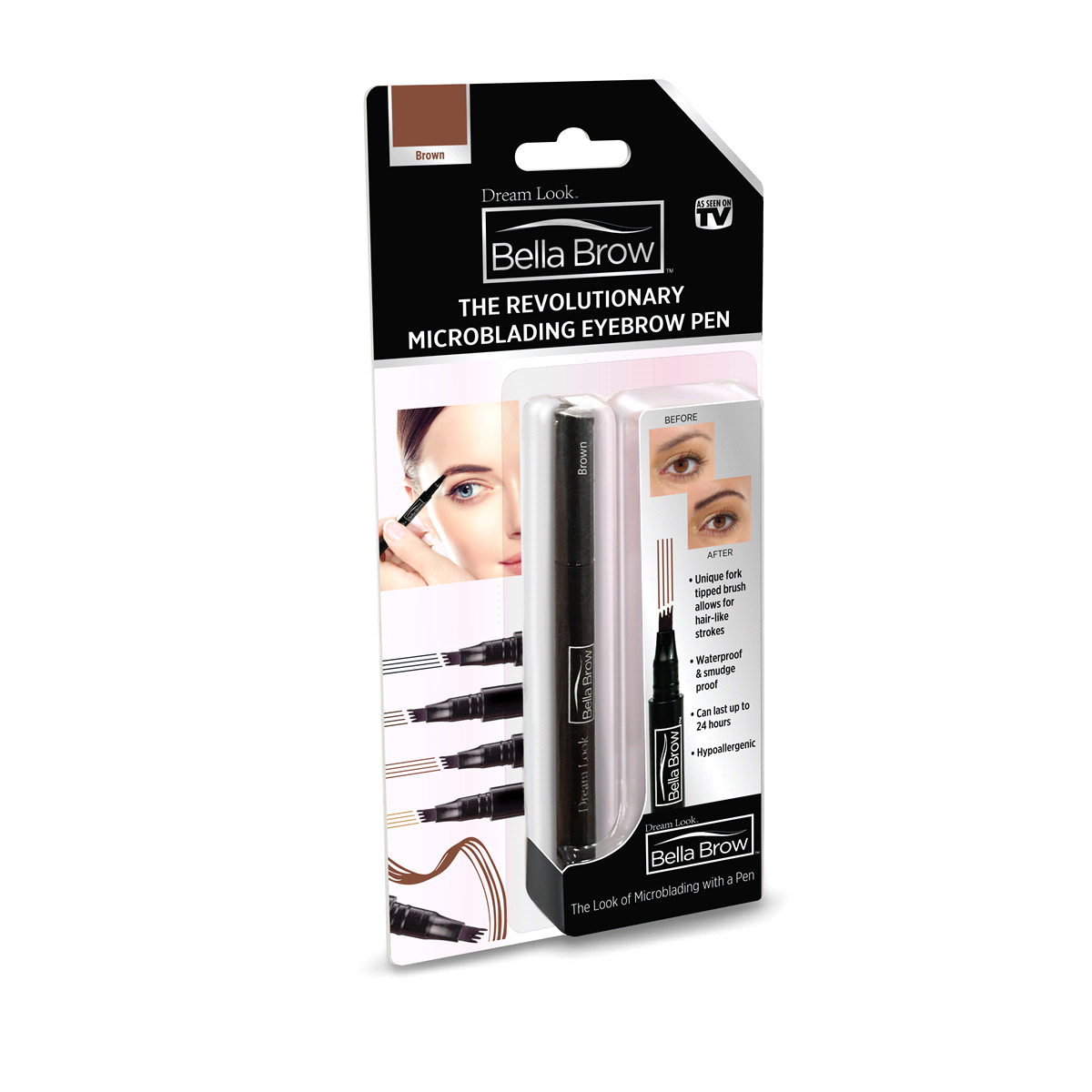 slide 1 of 1, Bella Brow Microblading Eyebrow Pen - Brown, 1 ct