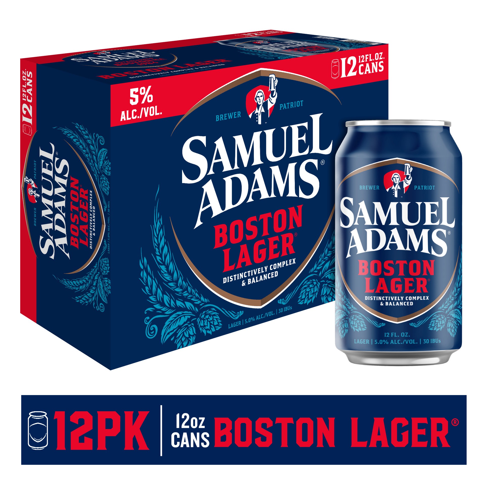 slide 1 of 8, Samuel Adams Boston Lager Beer (12 fl. oz. Can, 12pk.), 12 ct; 12 fl oz