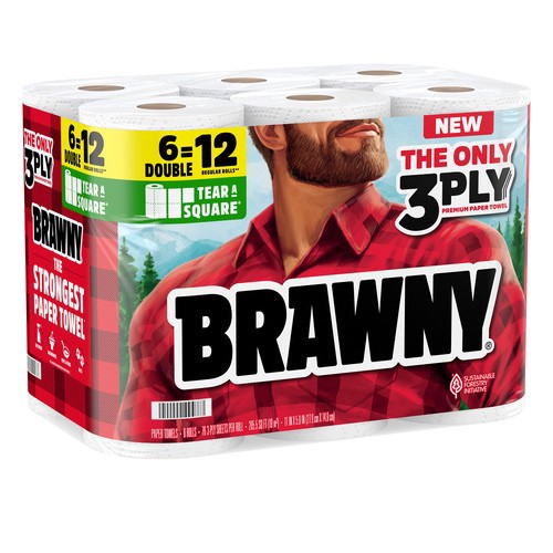 slide 7 of 8, Brawny Tear-A-Square Paper Towels, 6 Double Rolls, 6 ct