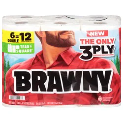 Brawny Tear-A-Square Paper Towels, 6 Double Rolls