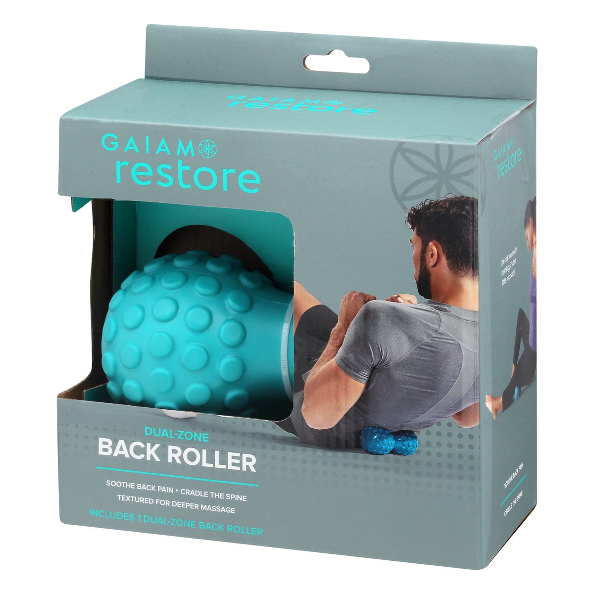 slide 3 of 9, Gaiam Restore Dual-Zone Back Massage Roller, 1 ct