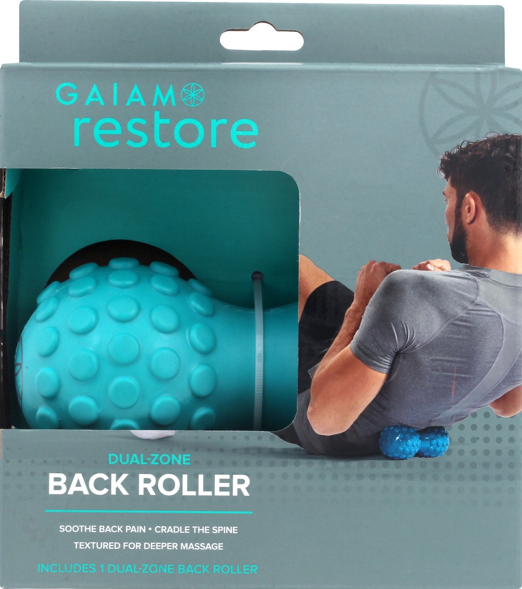 slide 6 of 9, Gaiam Restore Dual-Zone Back Massage Roller, 1 ct