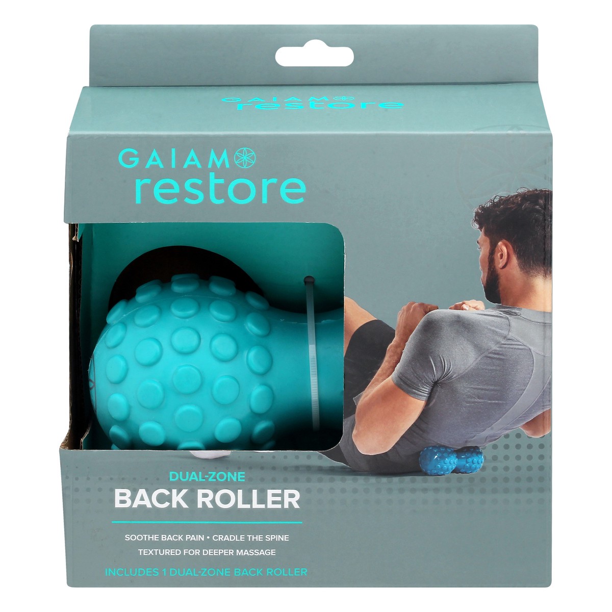 slide 1 of 9, Gaiam Restore Dual-Zone Back Massage Roller, 1 ct
