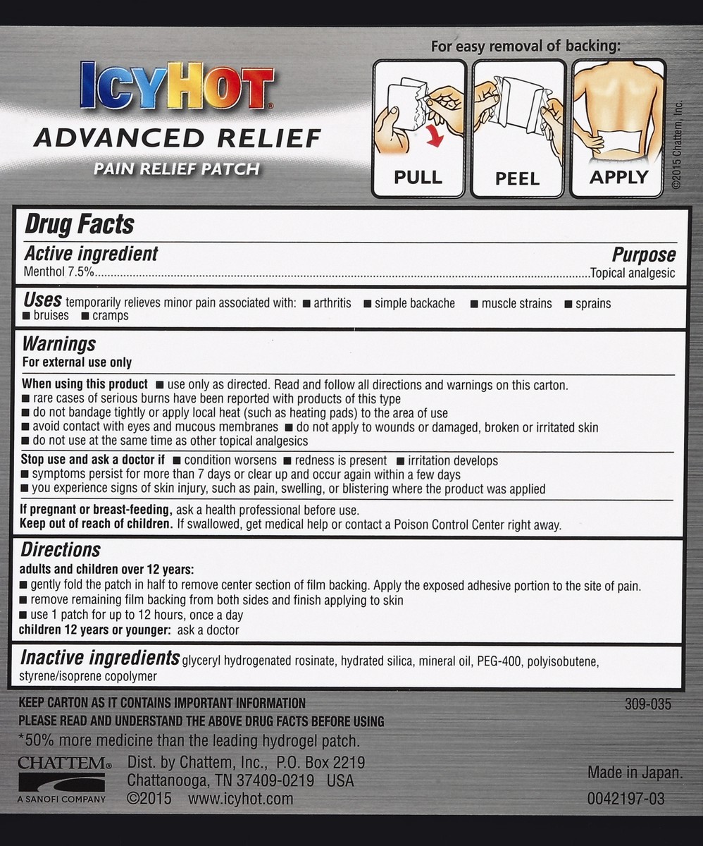 slide 2 of 7, Icy Hot Advanced Pain Relief Patch, 5 ct