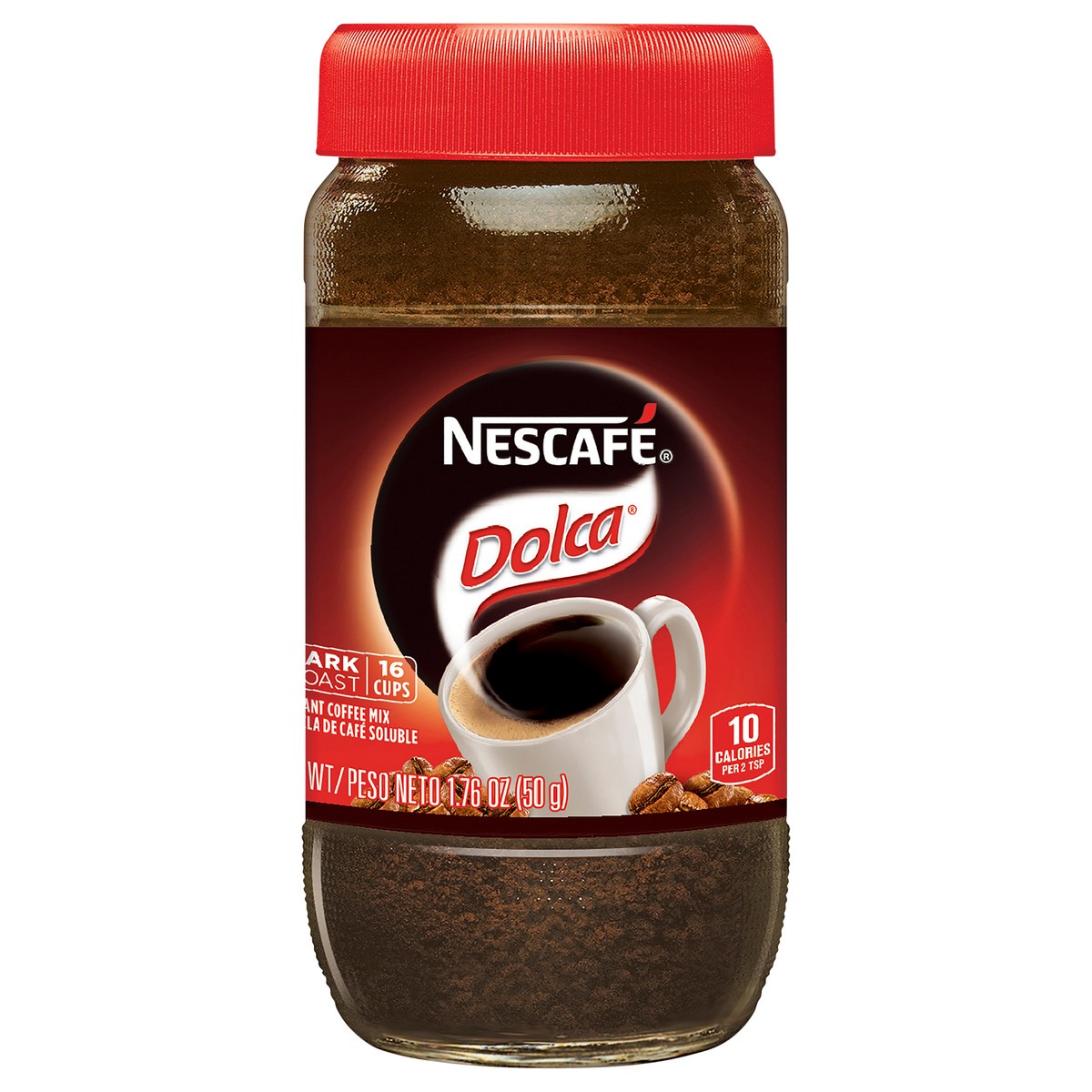 slide 2 of 12, Nescafé Dolca, Flavored Instant Coffee, Dark Roast 1.76 oz. Jar, 1 ct
