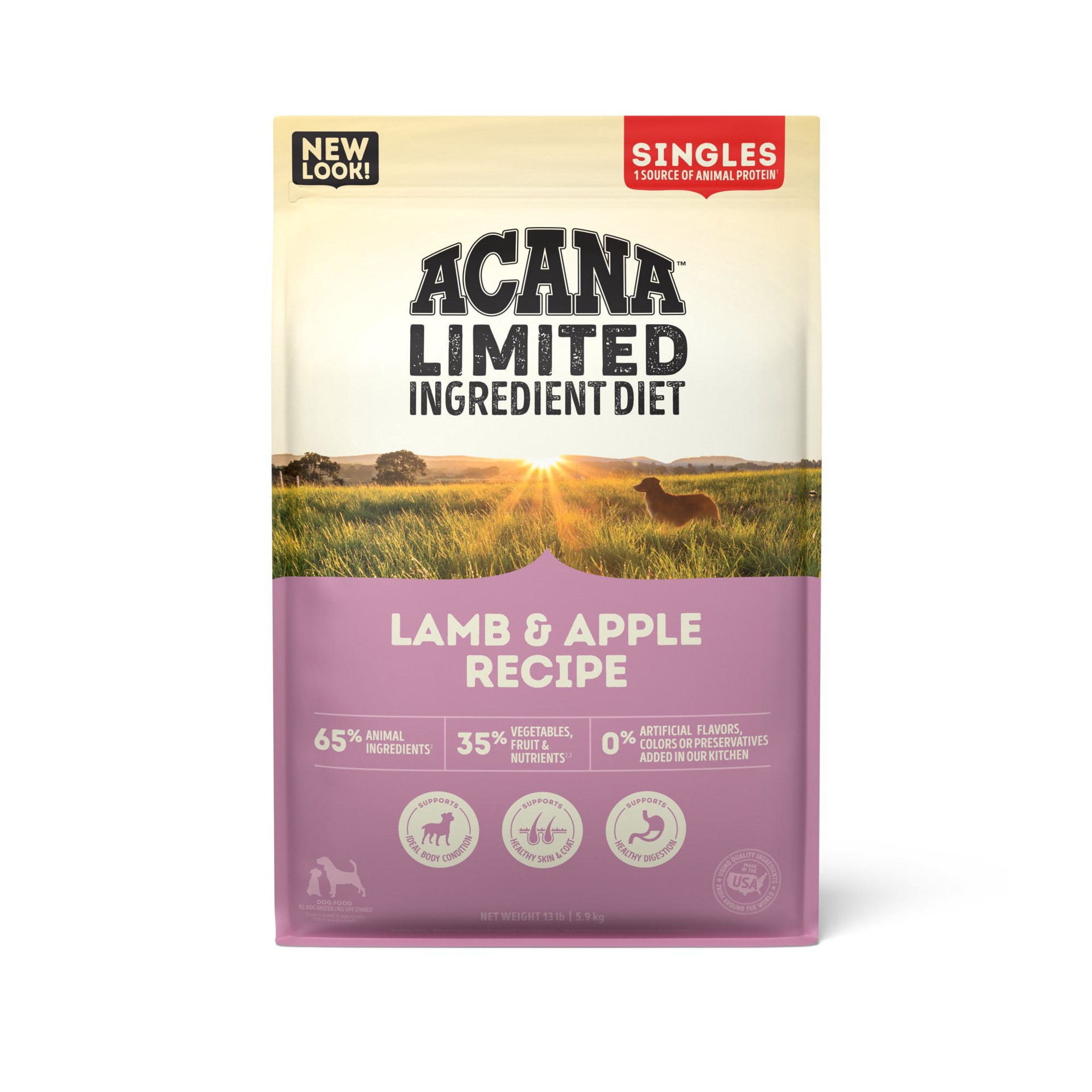slide 1 of 5, ACANA Singles Lamb & Apple Recipe 13LB, 13 lb