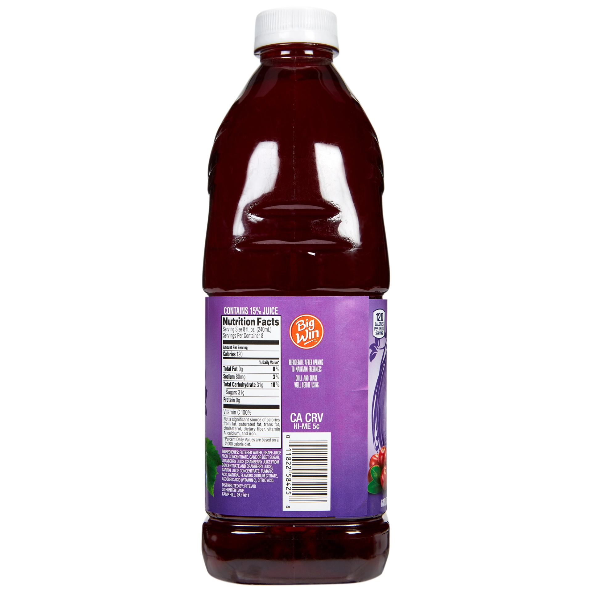 slide 2 of 3, Big Win Cranberry Grape Juice Cocktail, 64 fl oz