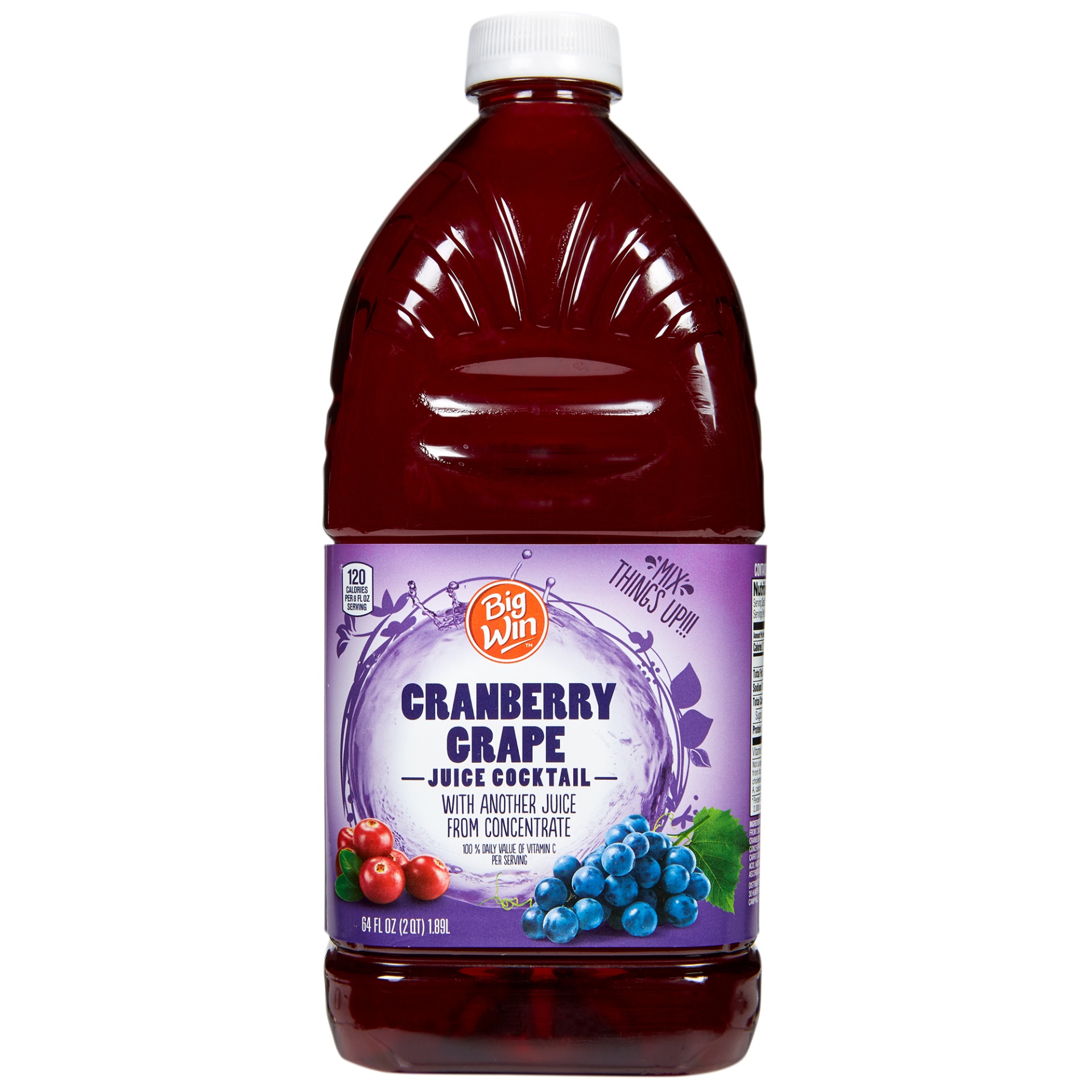 slide 1 of 3, Big Win Cranberry Grape Juice Cocktail, 64 fl oz