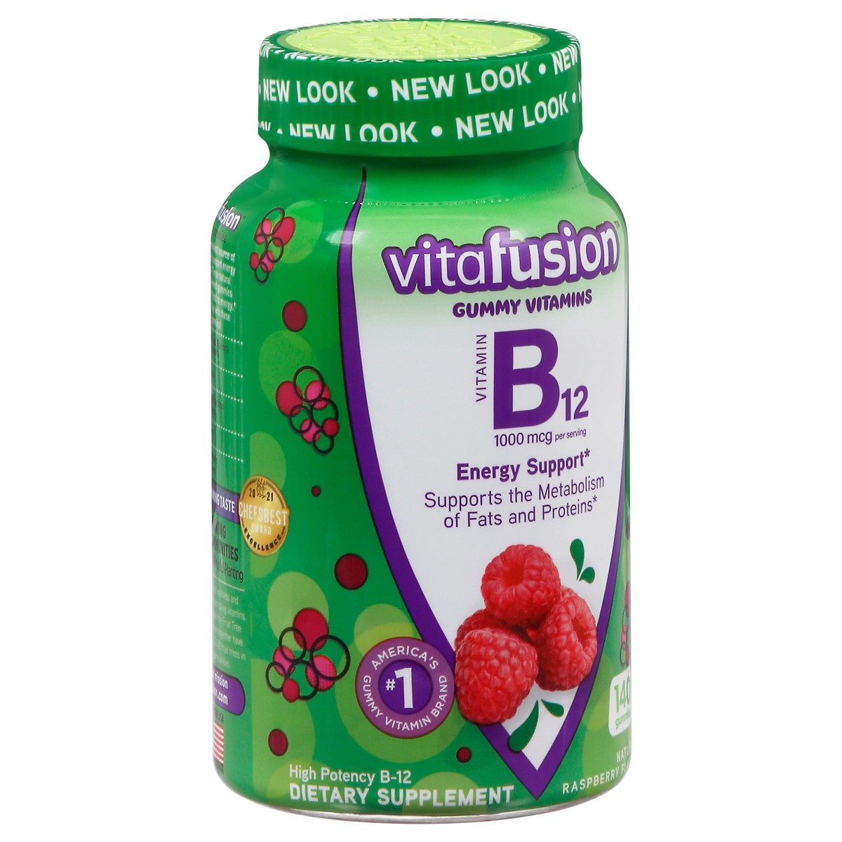 slide 4 of 10, vitafusion B12 Gummy Vitamins, Delicious Raspberry Flavor, 140ct (70 Day Supply), 140 cnt