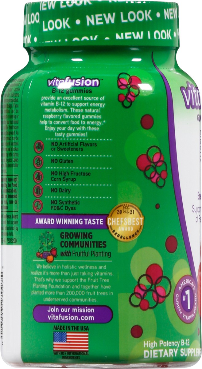 slide 10 of 10, vitafusion B12 Gummy Vitamins, Delicious Raspberry Flavor, 140ct (70 Day Supply), 140 cnt