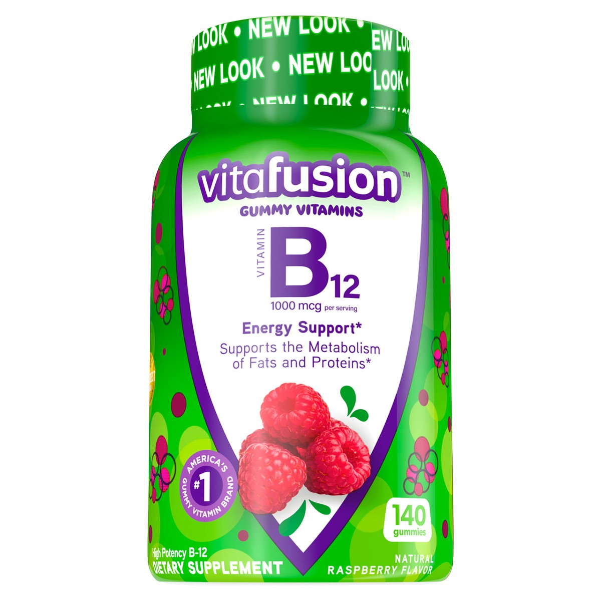 slide 1 of 10, vitafusion B12 Gummy Vitamins, Delicious Raspberry Flavor, 140ct (70 Day Supply), 140 cnt