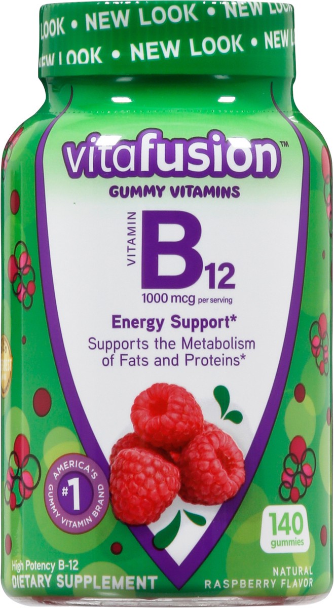 slide 6 of 10, vitafusion B12 Gummy Vitamins, Delicious Raspberry Flavor, 140ct (70 Day Supply), 140 cnt