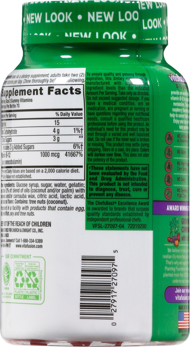 slide 3 of 10, vitafusion B12 Gummy Vitamins, Delicious Raspberry Flavor, 140ct (70 Day Supply), 140 cnt