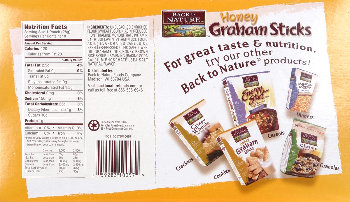 slide 4 of 6, Back to Nature Honey Graham Sticks, 8 oz