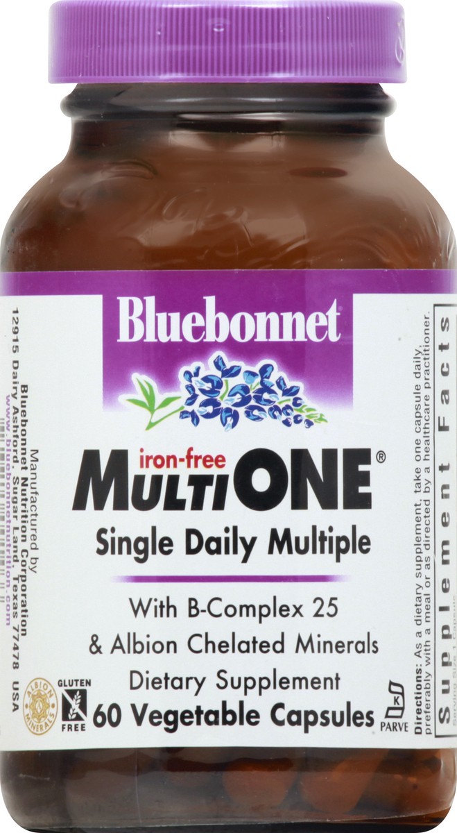 slide 1 of 12, Bluebonnet Nutrition Iron-Free Vegetable Capsules Multi One 60 ea, 60 ct