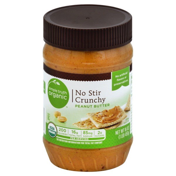 slide 1 of 8, Simple Truth Organic No Stir Crunchy Peanut Butter, 16 oz