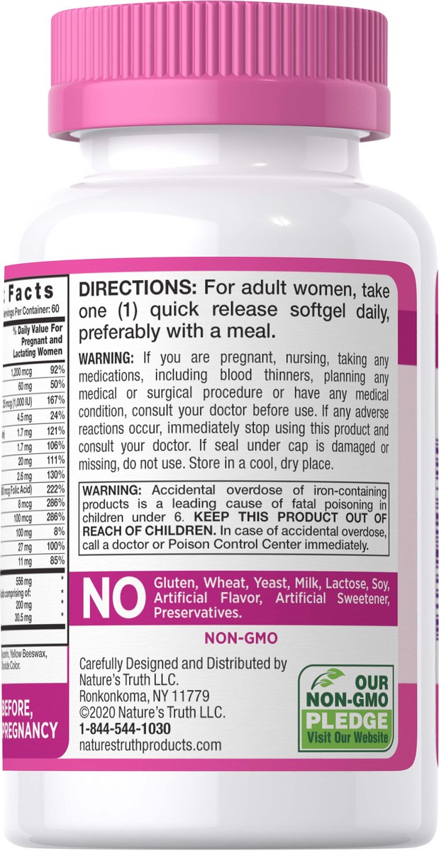 slide 3 of 5, Nature's Truth Ultra Prenatal Vitamins and Minerals plus DHA, 60 ct