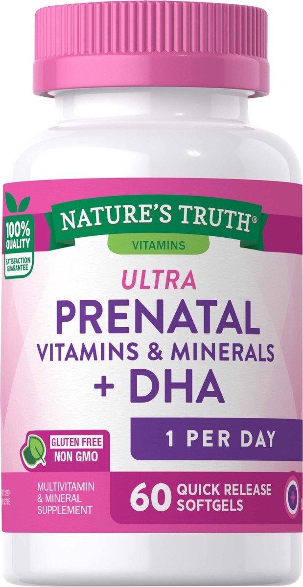 slide 4 of 5, Nature's Truth Ultra Prenatal Vitamins and Minerals plus DHA, 60 ct