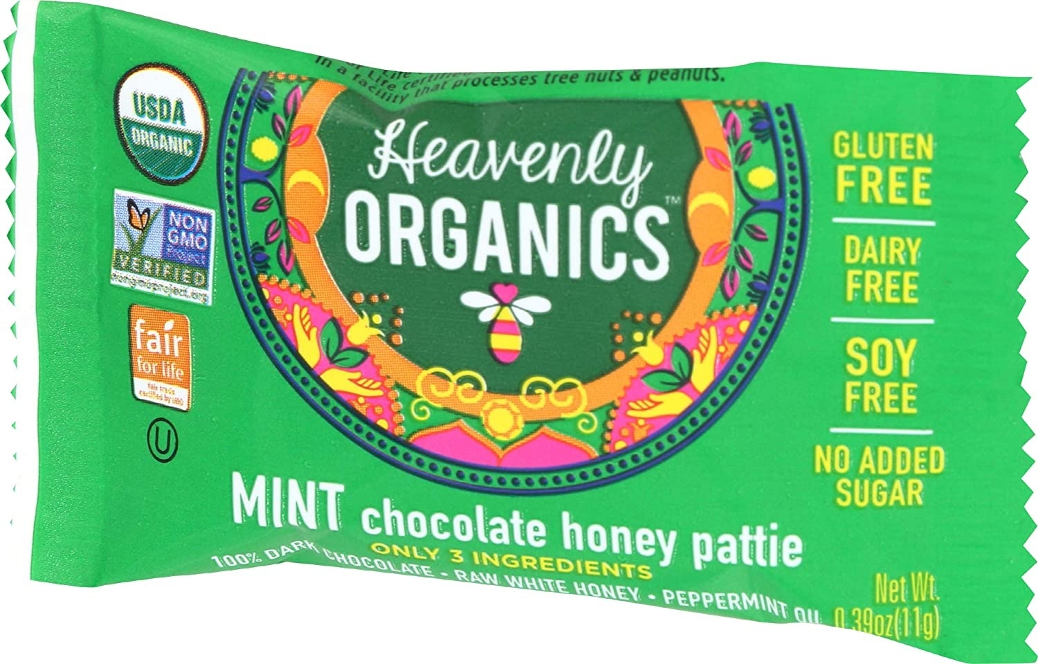 slide 1 of 1, Heavenly Organics Chocolate Mint Honey Patties Organic, 0.39 oz